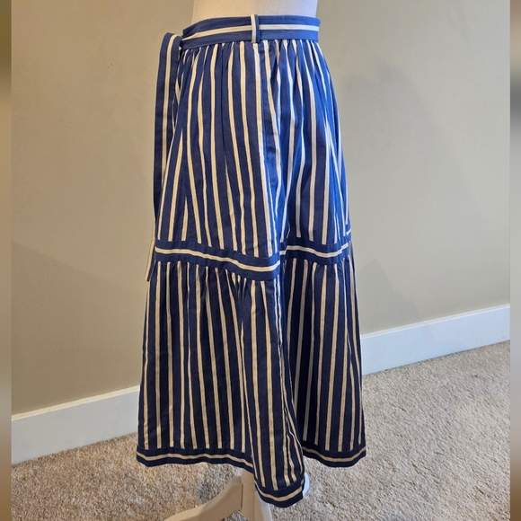 J. Crew Navy and White Striped tiered button down skirt - Picture 4 of 8